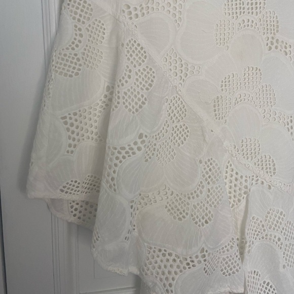 Milly 100 Cotton Mae Piere Asymmetrical Eyelet Crochet Floral White Ruffle Skirt - Picture 8 of 15